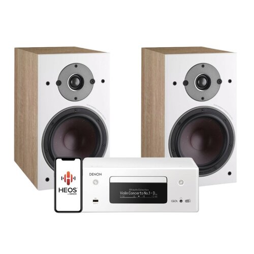 Zestaw stereo DENON RCDN-11 (Biały) + Kolumny głośnikowe DALI OBERON 3 (Jasne drewno)