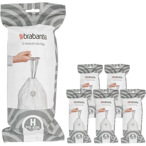 Worki na śmieci BRABANTIA PerfectFit 138782 50-60L (120 sztuk) Biały ze wzorem