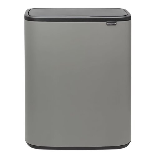 Kosz na śmieci uchylny BRABANTIA Bo Touch 221460 dwukomorowy, do segregacji, System Soft Touch 60L Szary