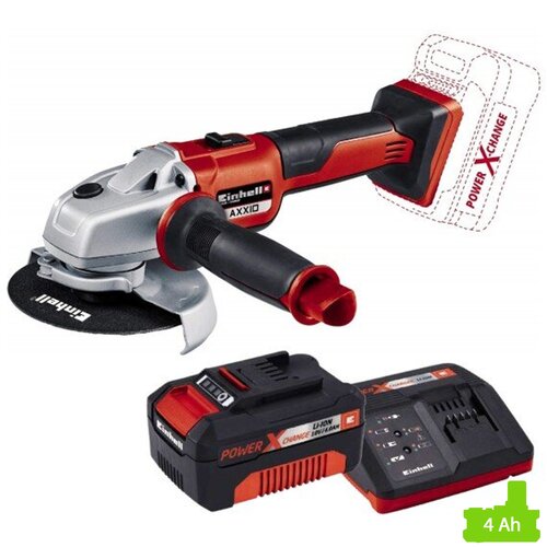 Szlifierka kątowa EINHELL Power X-Change AXXIO + Akumulator EINHELL PXC 4512042 4Ah 18V + Ładowarka