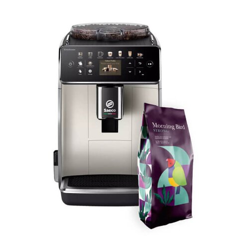 Ekspres SAECO GranAroma SM6582/30 + Kawa ziarnista MORNING BIRD Strong 1 kg (Rzemieślnicza)