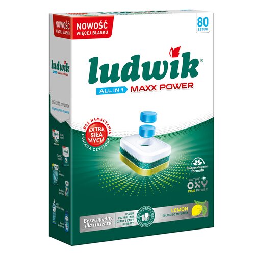 Tabletki do zmywarek LUDWIK All in One Maxx Power Lemon - 80 szt.