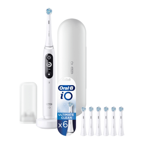 Szczoteczka magnetyczna ORAL-B iO 7 Biały + Końcówka szczoteczki ORAL-B IO Ultimate Clean EB6 (6 sztuk)