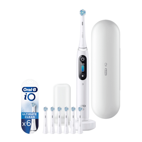 Szczoteczka magnetyczna ORAL-B iO 8 Biały + Końcówka szczoteczki ORAL-B IO Ultimate Clean EB6 (6 sztuk)