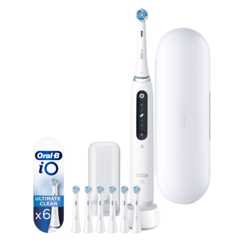 Szczoteczka magnetyczna ORAL-B iO 5 Biały + Końcówka szczoteczki ORAL-B IO Ultimate Clean EB6 (6 sztuk)