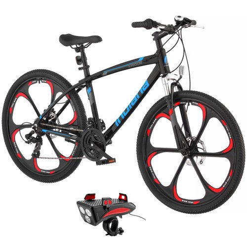 Rower górski MTB INDIANA X-Rock 3.6 M17 26 cali męski Czarno-niebieski + Lampka rowerowa ROCKBROS RP11BR