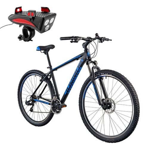 Rower górski MTB INDIANA X-Pulser 1.9 M17 29 cali męski Czarno-niebieski + Lampka rowerowa ROCKBROS RP11BR