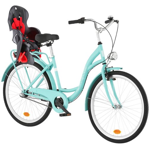 Rower miejski DAWSTAR Citybike S3B 26 cali damski Lazurowy + Fotelik rowerowy KROSS Walaroo Czarny