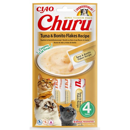 Przysmak dla kota INABA Churu Tuńczyk z wiórkami ryby Bonito (4 x 14g)