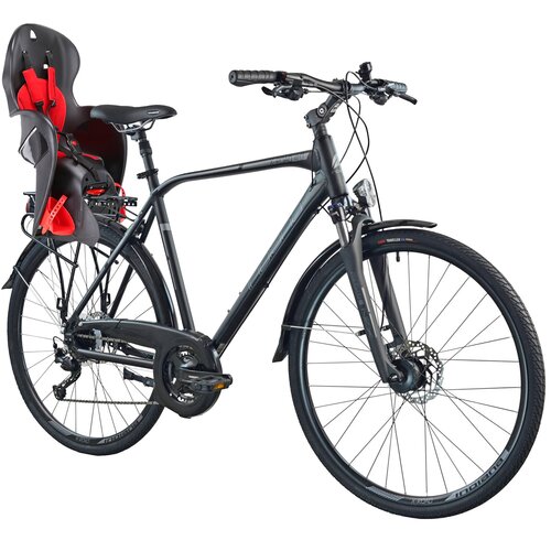 Rower trekkingowy INDIANA X-Road 4.0 M19 28 cali męski Czarny + Fotelik rowerowy KROSS Walaroo Czarny