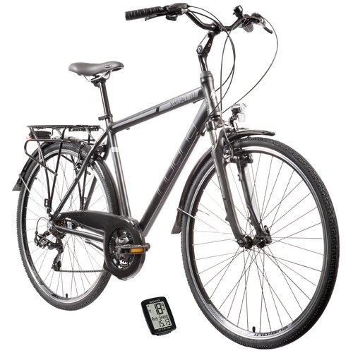 Rower trekkingowy INDIANA X-Road 1.0 M19 28 cali męski Czarny + Licznik rowerowy SIGMA BC 7.16 ATS
