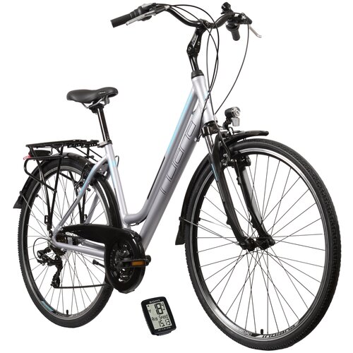 Rower trekkingowy INDIANA X-Road 1.0 D17 28 cali damski Szary + Licznik rowerowy SIGMA BC 7.16 ATS