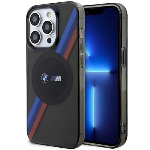 Etui BMW Tricolor Stripes MagSafe do Apple iPhone 14 Pro Szary