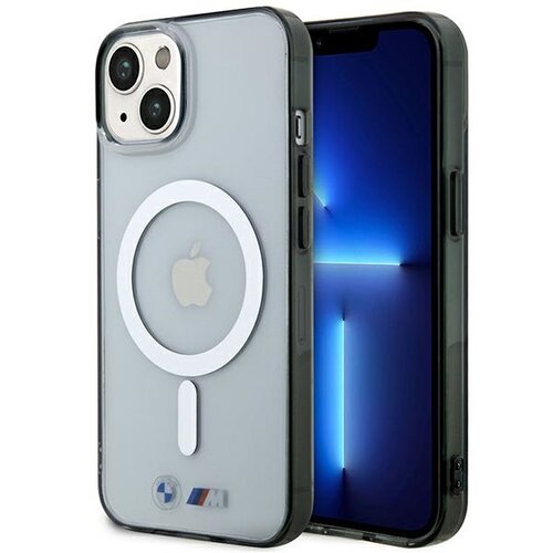 Etui BMW Silver Ring MagSafe do Apple iPhone 14 Przezroczysty