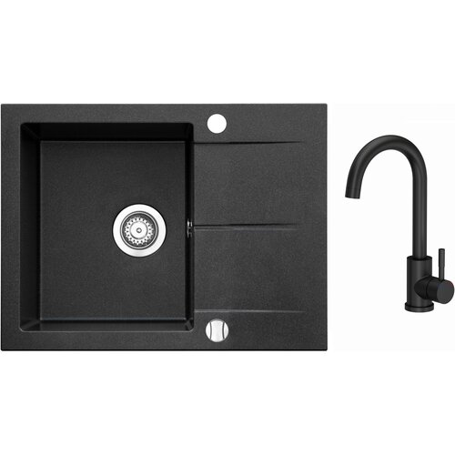 Zlewozmywak ICEBERG San ZZB1411ABB Onyx + bateria stojąca