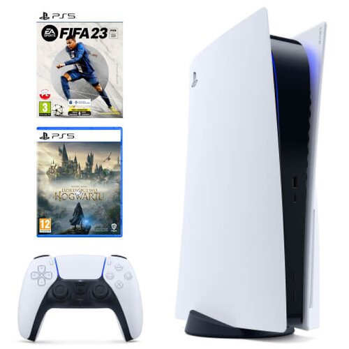Konsola SONY PlayStation 5 + FIFA 23 (klucz aktywacyjny) + Dziedzictwo Hogwartu (Hogwarts Legacy)