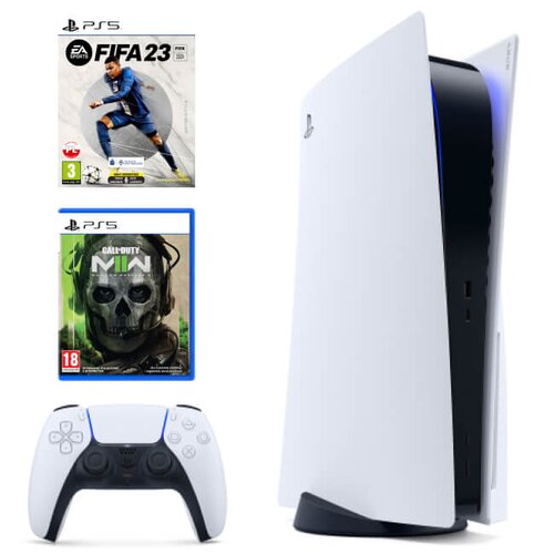 Konsola SONY PlayStation 5 + FIFA 23 (klucz aktywacyjny) + Call of Duty: Modern Warfare II + Steelbook