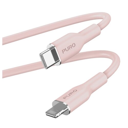 Kabel USB Typ-C - Lightning PURO Icon Soft Cable 1.5 m Różowy