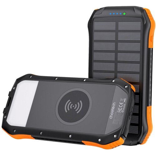 Powerbank solarny CHOETECH B657 20000mAh 20W Czarno-pomarańczowy