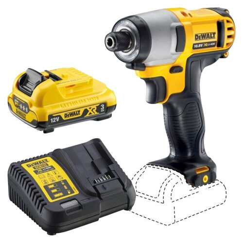 Zakrętarka udarowa DEWALT DCF801N-XJ + Akumulator DEWALT DCB124-XJ 3Ah 12V + Ładowarka DEWALT DCB115-QW