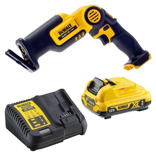 Piła szablasta DEWALT DCS310N-XJ + Akumulator DEWALT DCB124-XJ 3Ah 12V + Ładowarka DEWALT DCB115-QW