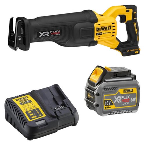 Piła szablasta DEWALT DCS386NT-XJ + Akumulator DEWALT DCB546-XJ 6Ah 18V + Ładowarka DEWALT DCB115-QW
