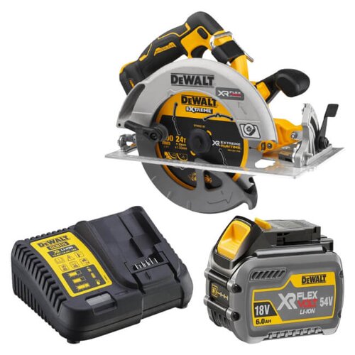 Pilarka tarczowa DEWALT DCS573NT + Akumulator DEWALT DCB546-XJ 6Ah 18V + Ładowarka DEWALT DCB115-QW
