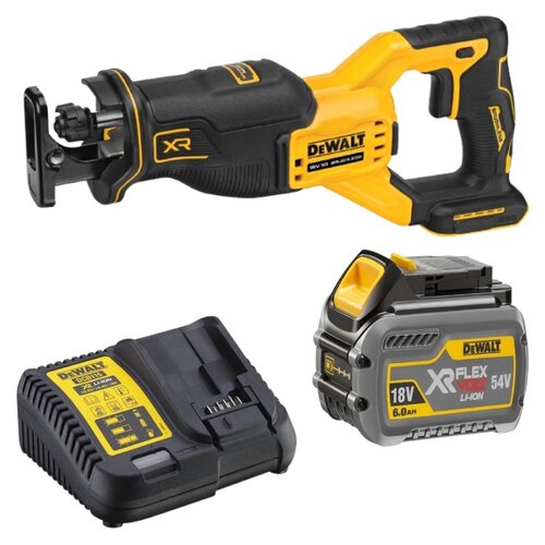 Piła szablasta DEWALT DCS382N + Akumulator DEWALT DCB546-XJ 6Ah 18V + Ładowarka DEWALT DCB115-QW