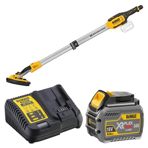 Szlifierka do gipsu DEWALT DCE800N + Akumulator DEWALT DCB546-XJ 6Ah 18V + Ładowarka DEWALT DCB115-QW