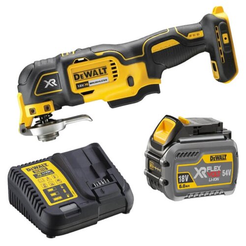 Narzędzie wielofunkcyjne DEWALT DCS356N + Akumulator DEWALT DCB546-XJ 6Ah 18V + Ładowarka DEWALT DCB115-QW