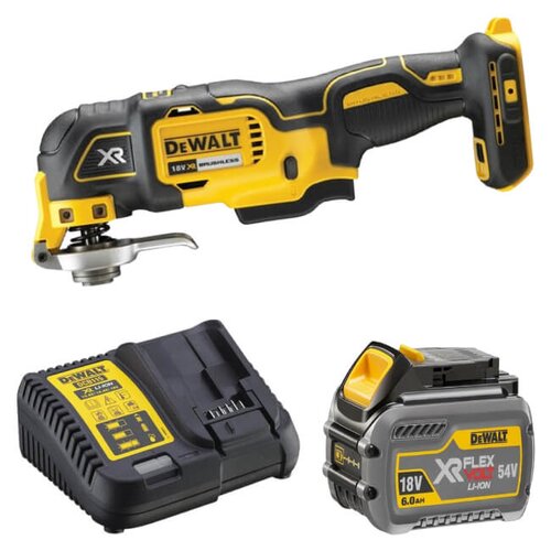 Narzędzie wielofunkcyjne DEWALT DCS356NT-XJ + Akumulator DEWALT DCB546-XJ 6Ah 18V + Ładowarka DEWALT DCB115-QW