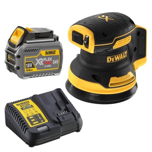 Szlifierka mimośrodowa DEWALT DCW210NT + Akumulator DEWALT DCB546-XJ 6Ah 18V + Ładowarka DEWALT DCB115-QW