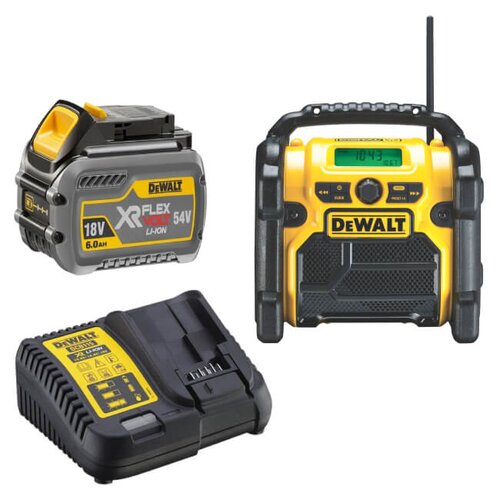 Radio budowlane DEWALT DCR020 + Akumulator DEWALT DCB546-XJ 6Ah 18V + Ładowarka DEWALT DCB115-QW