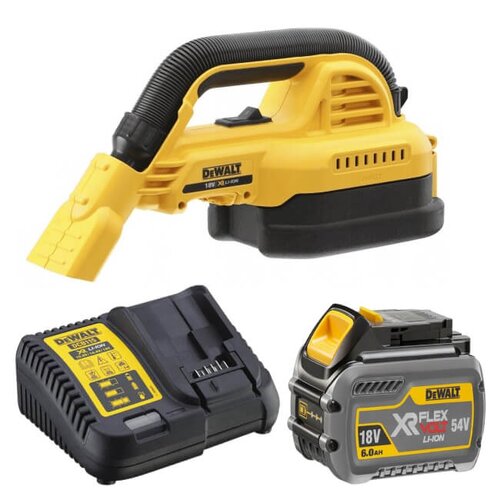 Odkurzacz ręczny DEWALT DCV517N + Akumulator DEWALT DCB546-XJ 6Ah 18V + Ładowarka DEWALT DCB115-QW