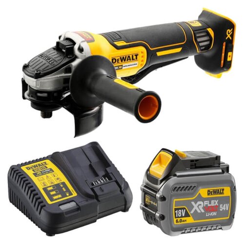 Szlifierka kątowa DEWALT DCG406N-XJ + Akumulator DEWALT DCB546-XJ 6Ah 18V + Ładowarka DEWALT DCB115-QW