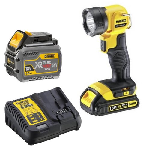 Latarka DeWalt DCL040 + Akumulator DEWALT DCB546-XJ 6Ah 18V + Ładowarka DEWALT DCB115-QW