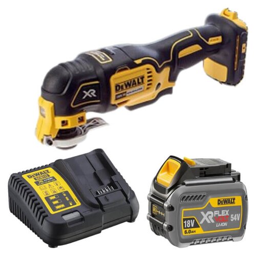 Narzędzie wielofunkcyjne DEWALT DCS355NT + Akumulator DEWALT DCB546-XJ 6Ah 18V + Ładowarka DEWALT DCB115-QW