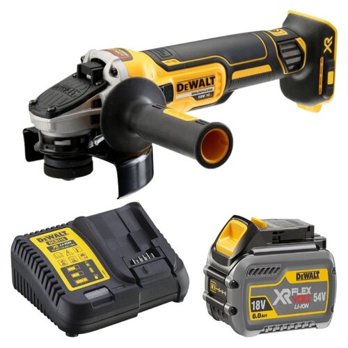 Szlifierka kątowa DEWALT DCG405NT + Akumulator DEWALT DCB546-XJ 6Ah 18V + Ładowarka DEWALT DCB115-QW