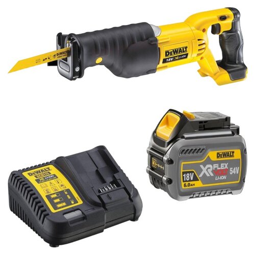 Piła szablasta DEWALT DCS380N-XJ + Akumulator DEWALT DCB546-XJ 6Ah 18V + Ładowarka DEWALT DCB115-QW
