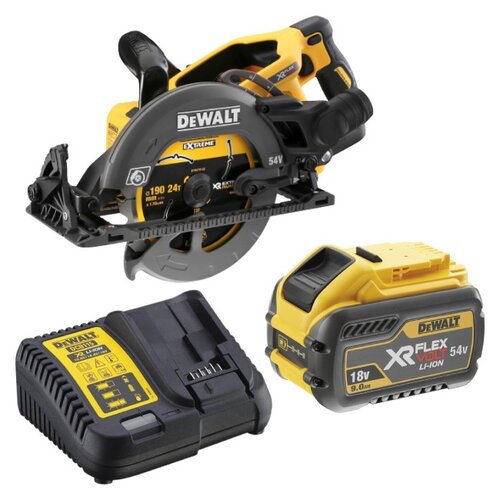 Pilarka tarczowa DEWALT DCS577N-XJ + Akumulator DEWALT XR DCB547-XJ 9Ah 18/54V + Ładowarka DEWALT DCB115-QW