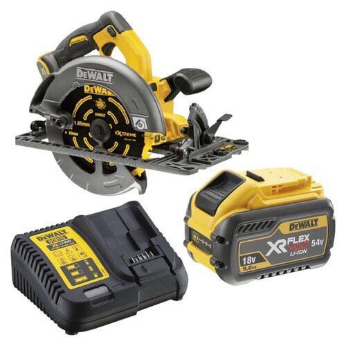 Pilarka tarczowa DEWALT DCS576N-XJ + Akumulator DEWALT XR DCB547-XJ 9Ah 18/54V + Ładowarka DEWALT DCB115-QW