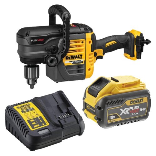 Wiertarka kątowa DEWALT DCD460N + Akumulator DEWALT XR DCB547-XJ 9Ah 18/54V + Ładowarka DEWALT DCB115-QW