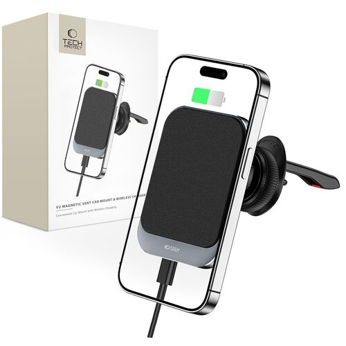Uchwyt na telefon TECH-PROTECT MM15W-V2 MagSafe Vent Charger 15W Czarny