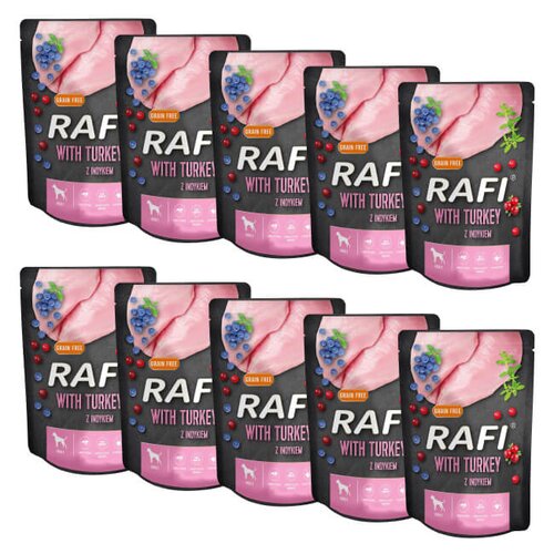Karma dla psa RAFI z indykiem, borówką i żurawiną 10 x 300 g