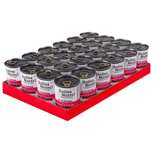 Karma dla psa DOLINA NOTECI Premium Junior bogata w serca z indyka 24 x 400 g