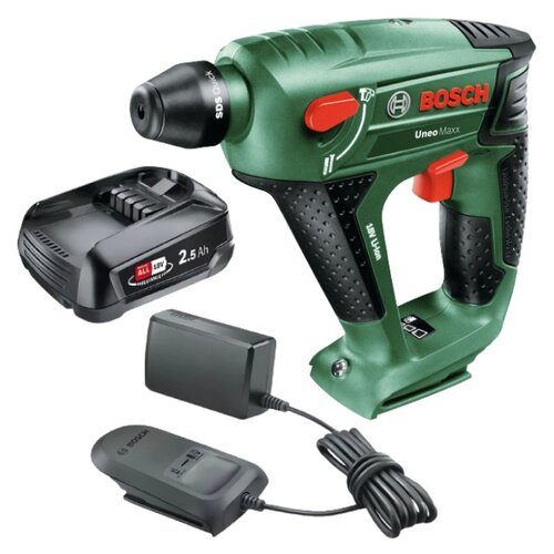 Młotowiertarka BOSCH Uneo Maxx 060395230C + Akumulator BOSCH 1600A02625 2.5Ah 18V + Ładowarka