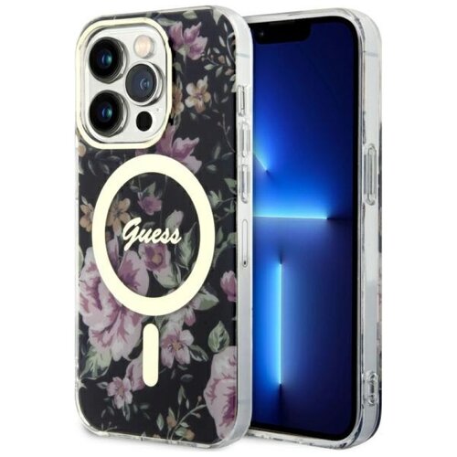 Etui GUESS Flower MagSafe do Apple iPhone 14 Pro Czarny