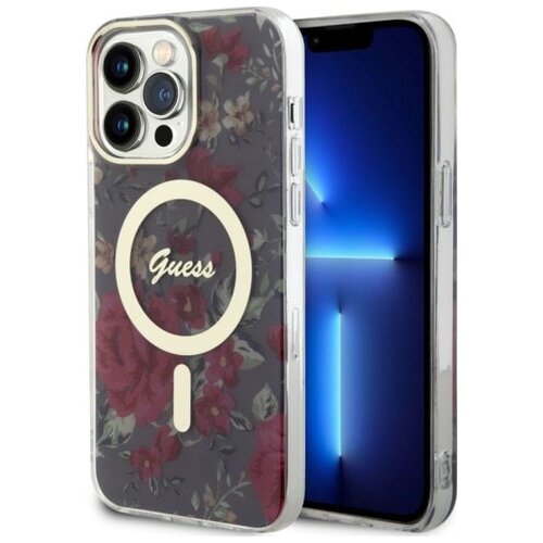 Etui GUESS Flower MagSafe do Apple iPhone 14 Pro Max Zielony