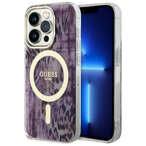 Etui GUESS Leopard MagSafe do Apple iPhone 14 Pro Max Różowy