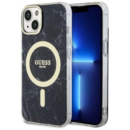 Etui GUESS Marble MagSafe do Apple iPhone 14 Plus Czarny